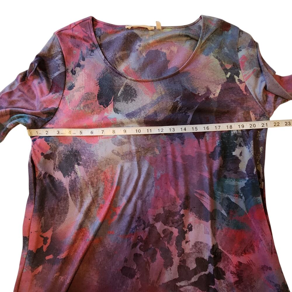 Soft Surroundings Scoop Neck Pullover, uneven hem, Watercolor size XL - Picture 5 of 9